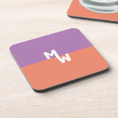 Minimalistisch Monogram Vierkant Pastel QR Code Bier Onderzetter (Linkerzijde)