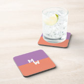 Minimalistisch Monogram Vierkant Pastel QR Code Bier Onderzetter (Rechterzijde)