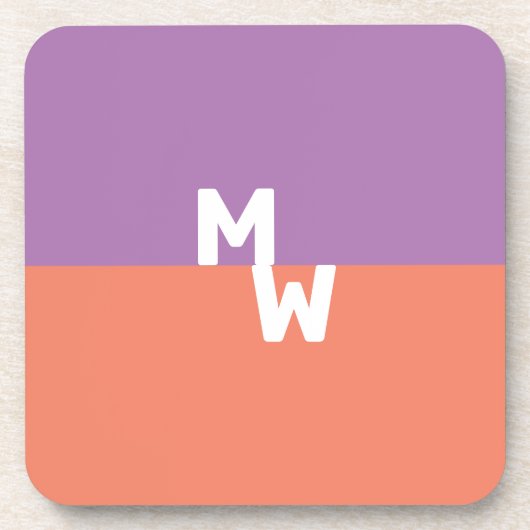Minimalistisch Monogram Vierkant Pastel QR Code Bier Onderzetter (Voorkant)