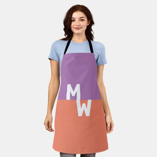 Minimalistisch Monogram Vierkant Pastel QR Code Schort (Gedragen)