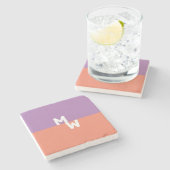 Minimalistisch Monogram Vierkant Pastel QR Code Stenen Onderzetter (Zijkant)
