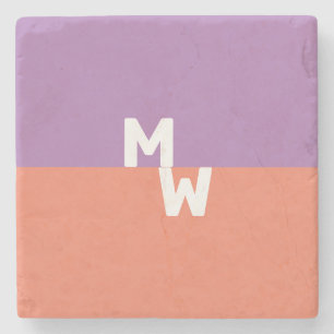 Minimalistisch Monogram Vierkant Pastel QR Code Stenen Onderzetter