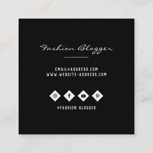 Minimalistisch monogram vierkante visitekaartje (Achterkant)