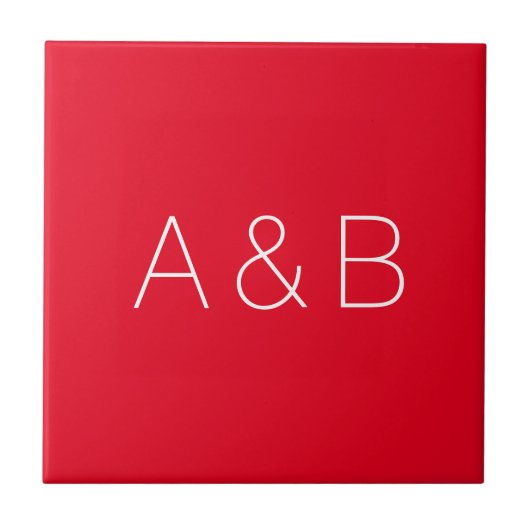Minimalistisch monogram voor rode initialen tegeltje (Voorkant)