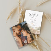 Minimalistisch monogram Waterverf bruiloft Kaart