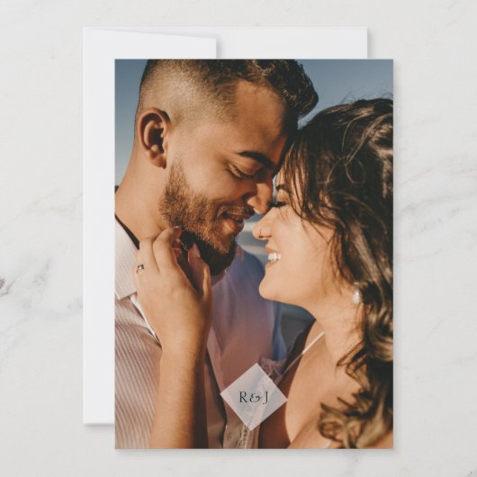 Minimalistisch monogram Waterverf bruiloft Kaart (Voorkant)