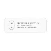 Minimalistisch Monogram Weduwkeeradres Etiket (Voorkant)