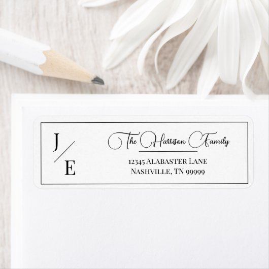 Minimalistisch Monogram Weduwkeeradres Etiket (Insitu)