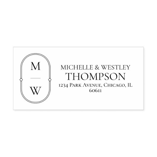 Minimalistisch Monogram Weduwkeeradres Zelfinktende Stempel (Design)