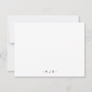 Minimalistisch Monogram White Flat Note Kaart Notitiekaartje