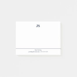 Minimalistisch monogram wit donkerblauw post-it® notes