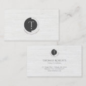 Minimalistisch Monogram | Wit gestreept Zakelijk Visitekaartje (Voorkant / Achterkant)