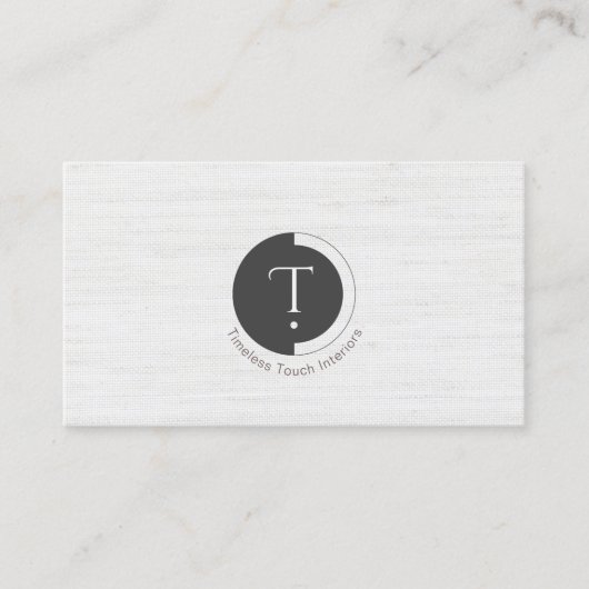 Minimalistisch Monogram | Wit gestreept Zakelijk Visitekaartje (Voorkant)