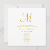 Minimalistisch Monogram Wit Goud Bruiloft Uitnodig (Voorkant)