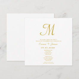 Minimalistisch Monogram Wit Goud Bruiloft Uitnodig