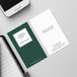 Minimalistisch monogram Wit Lijst op donkergroen Visitekaartje