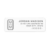 Minimalistisch monogram wit retouradres etiket (Voorkant)