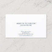 Minimalistisch monogram | Wit vierkant op donkerbl Visitekaartje (Achterkant)