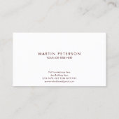 Minimalistisch monogram | Wit vierkant op donkerro Visitekaartje (Achterkant)