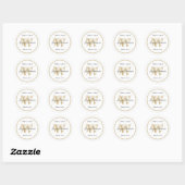 Minimalistisch Monogram Witte Bruiloft Envelop Afd Ronde Sticker (Vel)