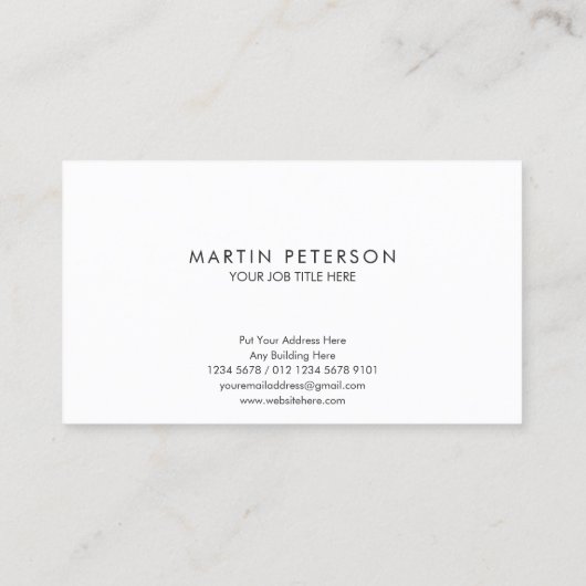 Minimalistisch monogram | Witte cirkel op donkergr Visitekaartje (Achterkant)