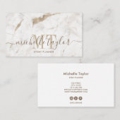 Minimalistisch monogram witte marmer visitekaartje (Voorkant / Achterkant)