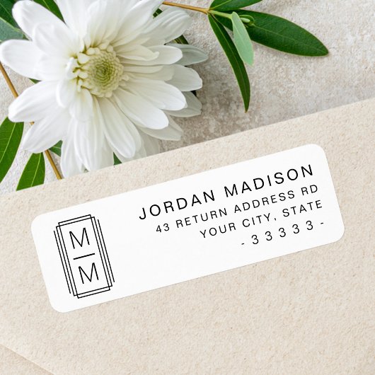 Minimalistisch monogram witte retouradres etiket