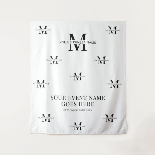 Minimalistisch Monogram Zakelijk evenement in zwar Wandkleed (Voorkant)