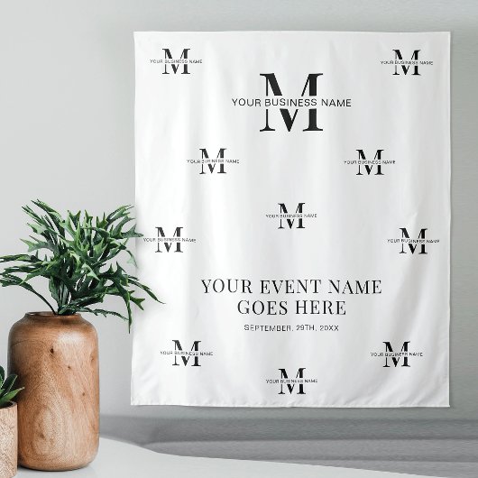 Minimalistisch Monogram Zakelijk evenement in zwar Wandkleed