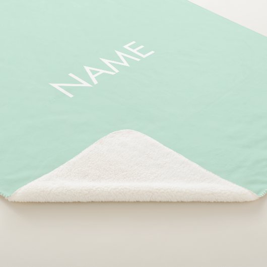 Minimalistisch monogram zeemint groene douanenaam sherpa deken (3/4)