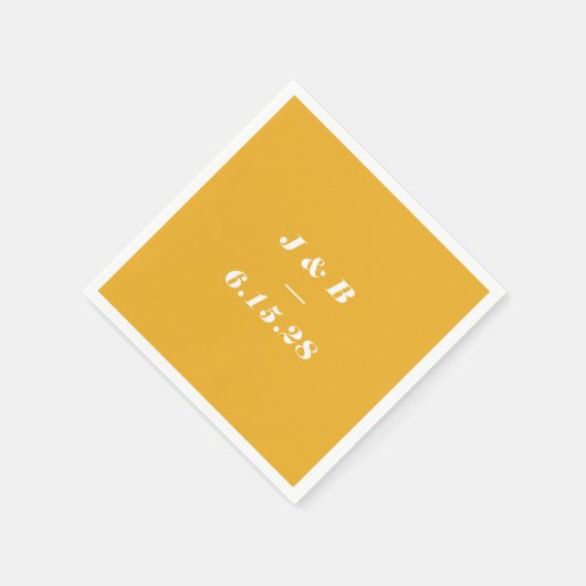 Minimalistisch Monogram Zomer Geel Huwelijk Custom Servet (Hoek)