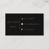 Minimalistisch monogram zwart en goud visitekaartje (Achterkant)