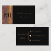 Minimalistisch monogram zwart en goud visitekaartje (Voorkant / Achterkant)