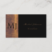 Minimalistisch monogram zwart en goud visitekaartje (Voorkant)