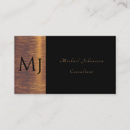 Minimalistisch monogram zwart en goud visitekaartje