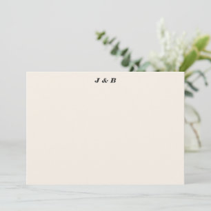 Minimalistisch Monogram Zwart en Ivoorkleurig Trou Bedankkaart