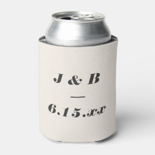Minimalistisch Monogram Zwart en Ivoorkleurig Trou Blikjeskoeler