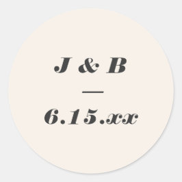 Minimalistisch Monogram Zwart en Ivoorkleurig Trou Ronde Sticker