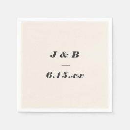 Minimalistisch Monogram Zwart en Ivoorkleurig Trou Servet