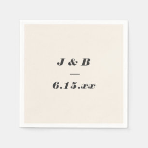 Minimalistisch Monogram Zwart en Ivoorkleurig Trou Servet