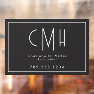 Minimalistisch Monogram Zwart Modern Professioneel Raamsticker