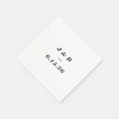 Minimalistisch Monogram Zwart Wit Aangepaste Trouw Servet (Hoek)
