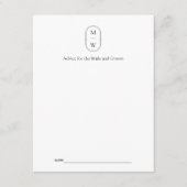 Minimalistisch Monogram Zwart-wit bruiloft Advieskaart (Voorkant)