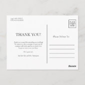 Minimalistisch Monogram Zwart Wit Bruiloft Dank u Briefkaart (Achterkant)