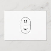 Minimalistisch Monogram Zwart-wit bruiloft Details Informatiekaartje (Achterkant)