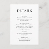 Minimalistisch Monogram Zwart-wit bruiloft Details Informatiekaartje (Voorkant)