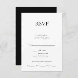 Minimalistisch Monogram Zwart Wit Bruiloft RSVP Ka