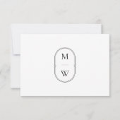 Minimalistisch Monogram Zwart Wit Bruiloft RSVP Ka (Achterkant)