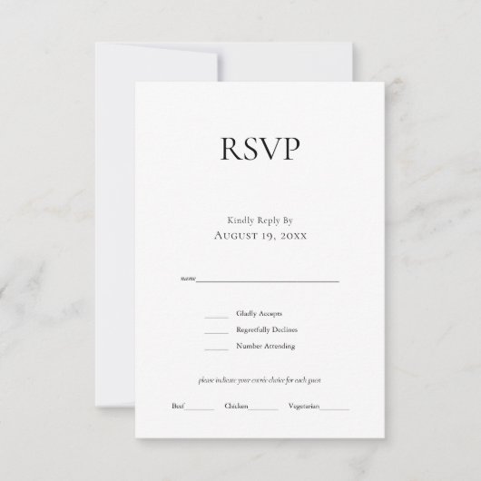 Minimalistisch Monogram Zwart Wit Bruiloft RSVP Ka (Voorkant)