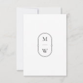 Minimalistisch Monogram Zwart Wit Bruiloft RSVP Ka Kaartje (Achterkant)